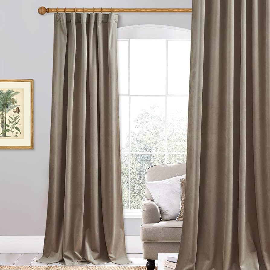 StangH Camel Beige Velvet Curtains - Back Tab Super Soft Heavy Thick Window Drapes Room Darkening... | Amazon (US)