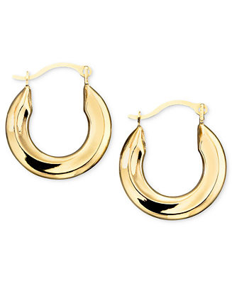 Small Polished Tube Hoop Earrings in 10k Gold and White Gold  - Macy's | Macy's