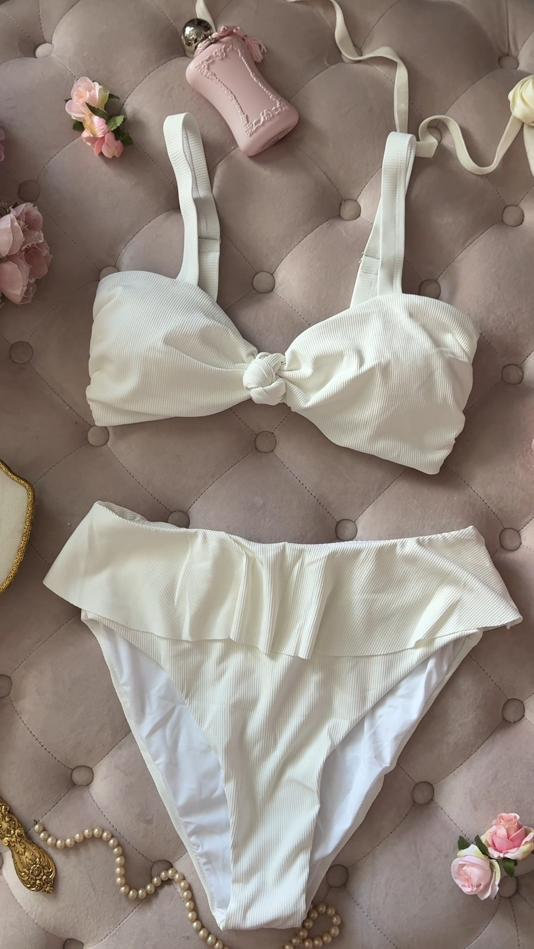 White two piece swimsuit 

#LTKSwim #LTKTravel #LTKgrwm
