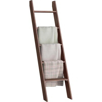 Blanket Ladder Decorative Farmhouse For The Living Room, 5-Tier Ladder Shelf, Ladder Rack For Storage And Decor, Maroon Brown | Wayfair North America