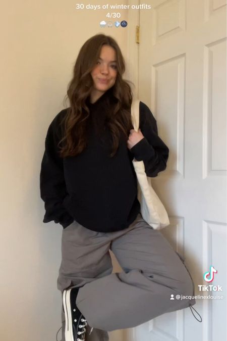 Day 4! Sweatshirt is old What We Said podcast merch, I’ve linked similar oversized black hoodies :) Pants are from Motel Rocks, and I’ve also linked some similar ones I could find. Under t-shirt is from the brandy melville store & I can’t find it online, so I linked one from pacsun that’s a similar color but with a graphic on the front.

#LTKshoecrush #LTKstyletip #LTKSeasonal
