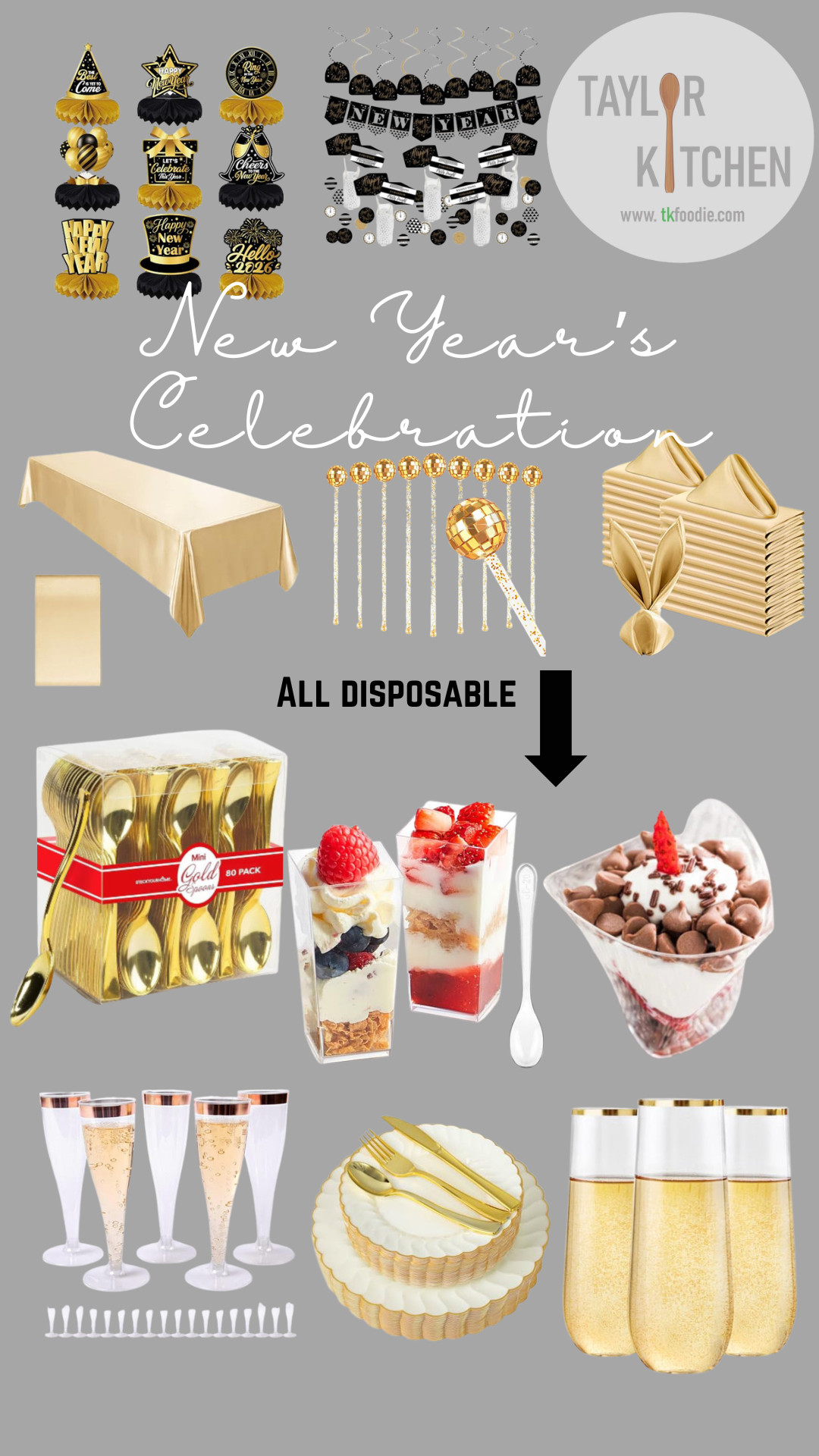 I'm planning a #NewYearsEve celebration 🎉 & found some beautiful disposable place setting items to help with the ambience as well as the clean up 😉.

Mini dessert cups that can also hold appetizers, some festive decor to place around the house, beautiful scalloped plates complete with gold silverware & then of course I'm springing for champagne colored napkins & tablecloths that I can keep for future celebrations.

Find them all here on my LTK🥰 

 #LTKHoliday #LTKfoodie #LTKHome