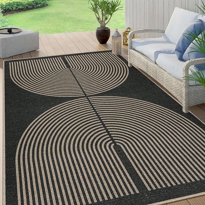 Lahome Modern Rainbow Easy Jute Rug, 6x9 Area Rugs for Living Room Outdoor Patio Rug Washable Ind... | Amazon (US)