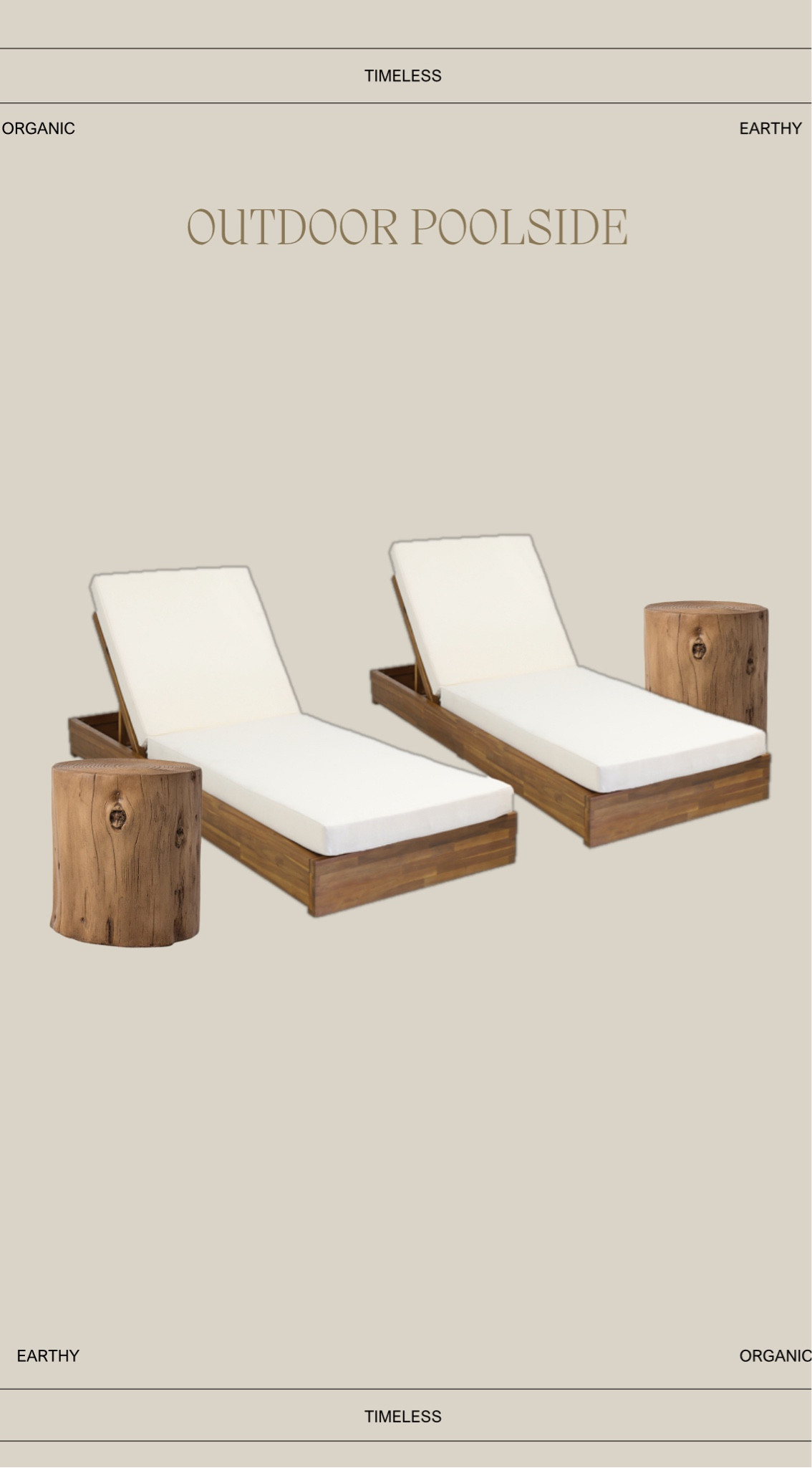 Outdoor poolside loungers 🌴🍹

Outdoor, pool lounge, lounge, wood side table, stump table, table, outdoor table, backyard 

#LTKSeasonal #LTKstyletip #LTKhome