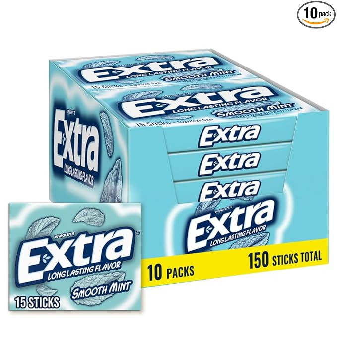Extra Smooth Mint Sugarfree Gum 15 Count (Pack of 10) | Amazon (US)
