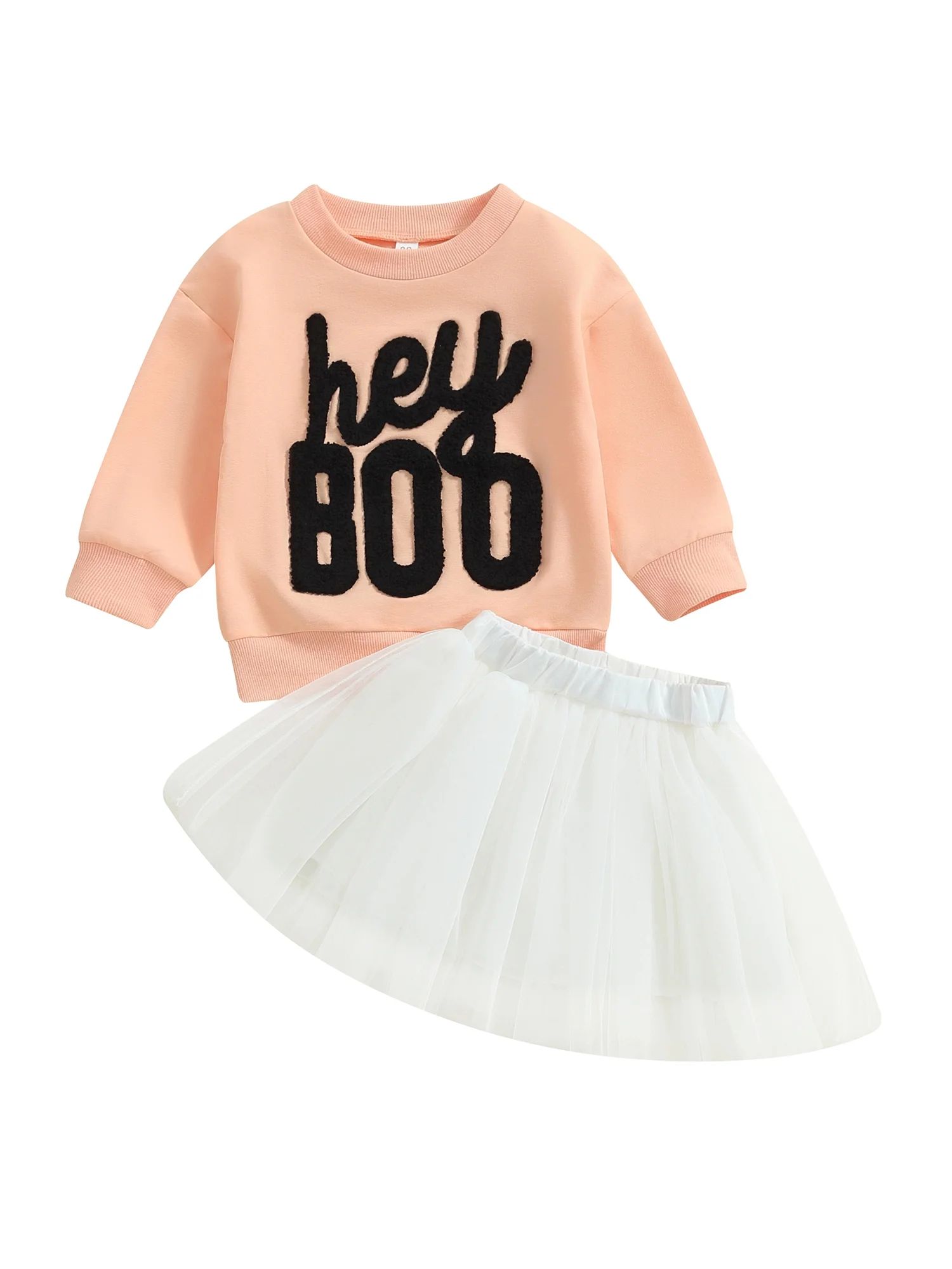 Toddler Halloween Outfit Baby Girl Boo Witches Shirt Long Sleeve Sweatshirt and Tulle Skirts Litt... | Walmart (US)