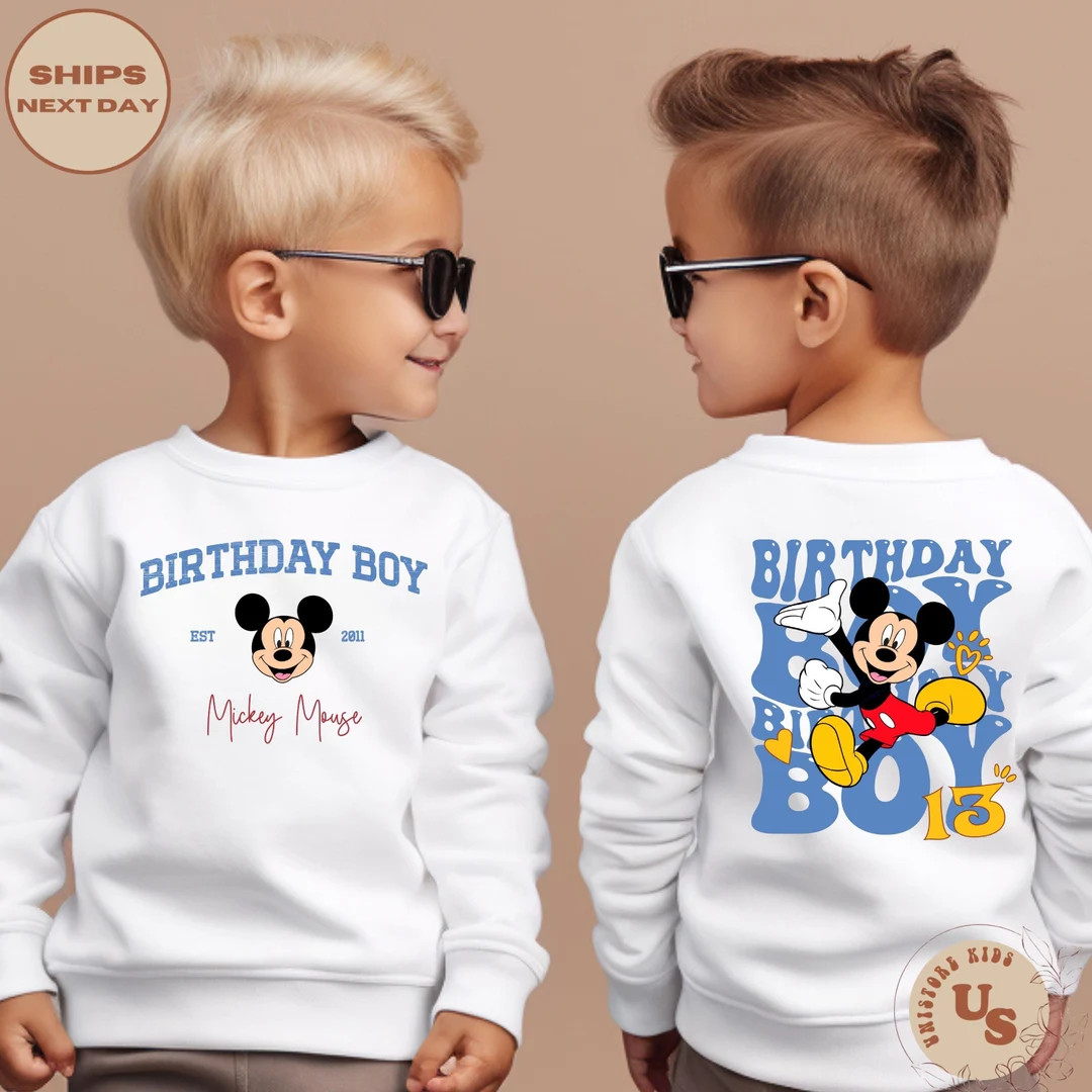 Personalized Mickey Mouse Birthday Toddler Shirt, Disney Birthday Kids Shirt, Birthday Boy Sweats... | Etsy (US)