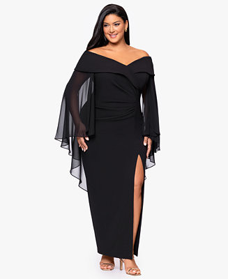Plus-Size Long Caped Scuba Dress | Macy's