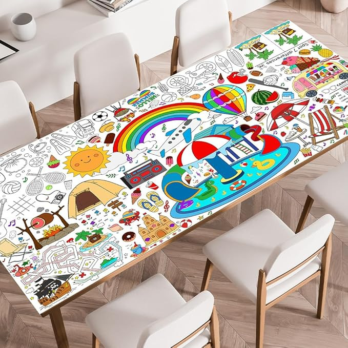 SPERINGEEN Summer Tablecloth of Paper, Coloring Games Kids Summer Activities Crafts Poster Pages ... | Amazon (US)