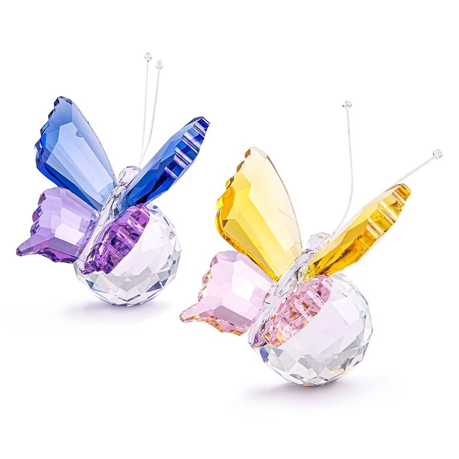H&D HYALINE & DORA Set 2pcs Elegant Crystal Flying Butterfly with Ball Base Glass Animal Collecti... | Amazon (US)