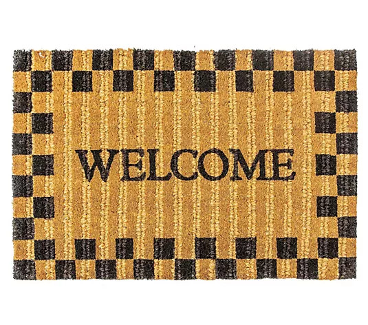 MacKenzie-Childs Welcome Checked Entrance Mat | QVC