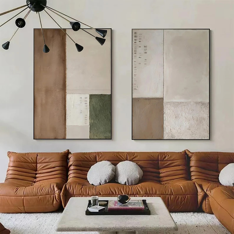 Set of 2 Brown Textured Wall Art 2 Piece Beige and Brown Wall - Etsy Canada | Etsy (CAD)