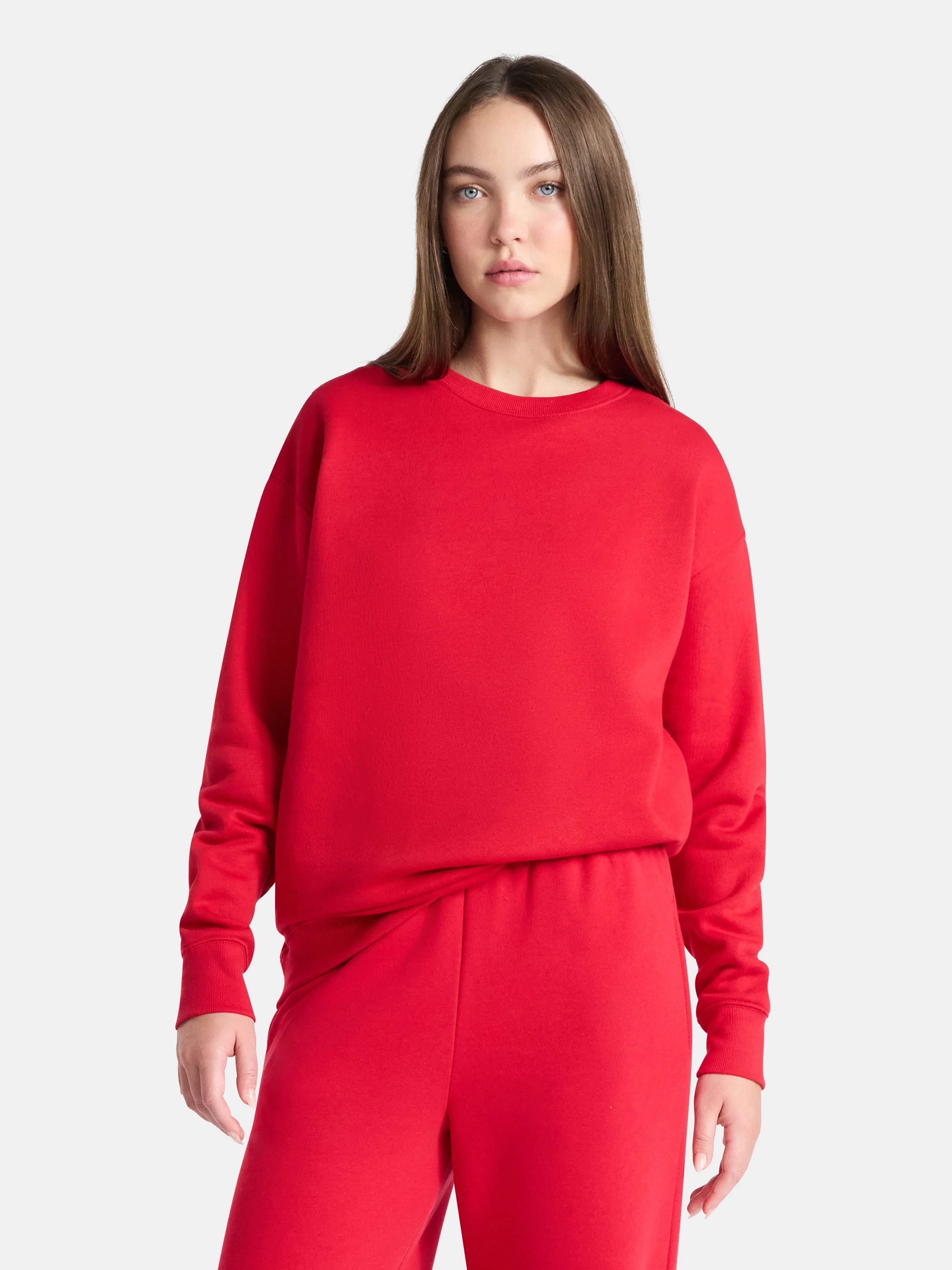 No Boundaries Fleece Oversized Sweatshirt with Long Sleeves, Women’s Sizes XXS-4X | Walmart (US)