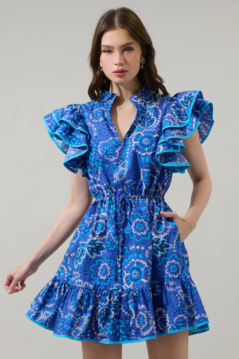 Kenner Floral Alina Ruffle Shift Mini Dress | Sugarlips