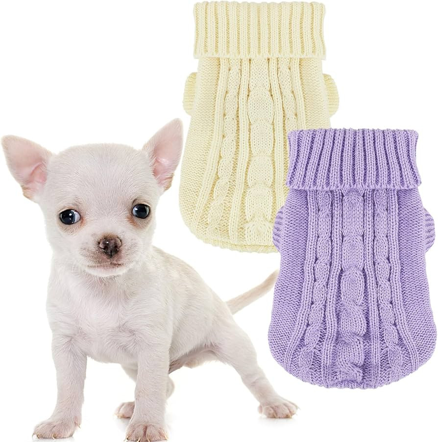 2 Pack Dog Sweaters for Small Dogs, Chihuahua Yorkie Sweater, Puppy Clothes Winter Warm Pullover ... | Amazon (US)