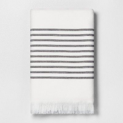 Core Stripe Bath Towel Railroad Gray - Hearth &#38; Hand&#8482; with Magnolia | Target