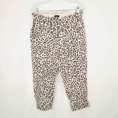 J Crew Leopard Print Linen Blend Paperbag Relaxed Cropped Trouser Pants Woman 8  | eBay | eBay US