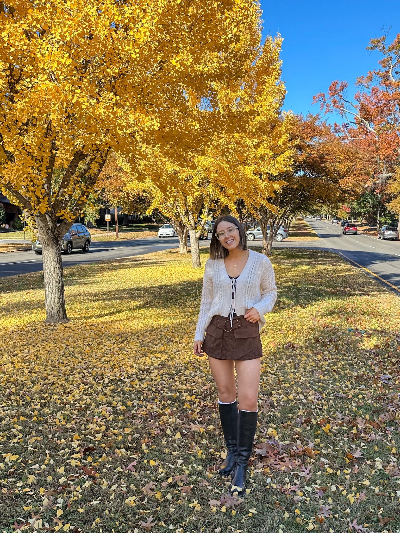 Vici belted faux suede mini skort size small but wish I would’ve done an xs! It runs a little big, but if you like low rise, this would fit you without sizing down. It’s giving Y2K and I love it lol currently sold out but you can sign up for restock alerts! I also linked almost an identical one from Free People 

Knee high black leather AllSaints boots tts and yes they’re a splurge but I can’t count the amount of times I’ve worn them! I also have the shorter ankle version as well 

I got this cable tie front cardigan a few years ago from the Nordstrom anniversary sale and I wear it all the time! So warm and cozy 

Mini skirt, mini skort, suede skirt, belted skirts, chunky belt, black boots, leather boots, knee high boots, chunky boots, fall boots, fall outfit inspiration, Pinterest outfit, black sweater, micro skirt, micro skort, edgy outfit, Thanksgiving outfit, bow sweater, tie front 

#LTKHoliday #LTKootd #LTKCyberWeek