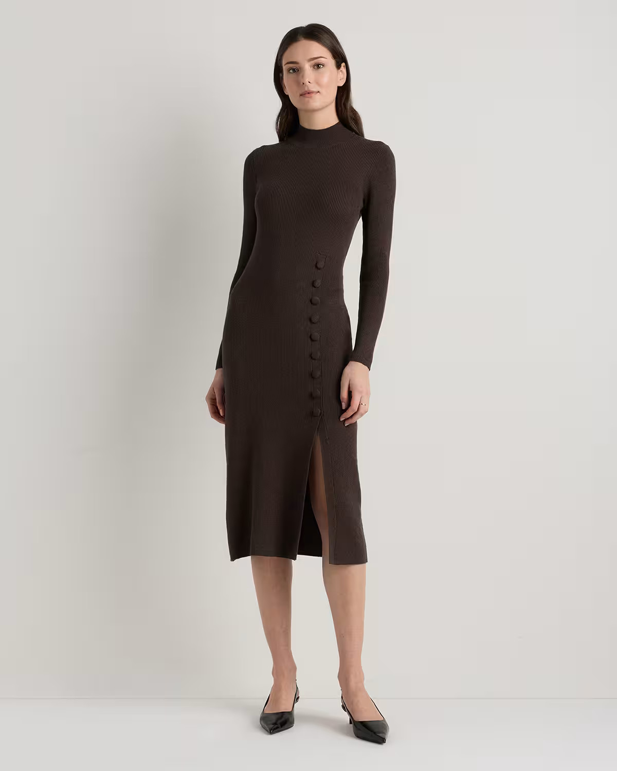 Cotton Cashmere Side Slit Midi Dress | Quince