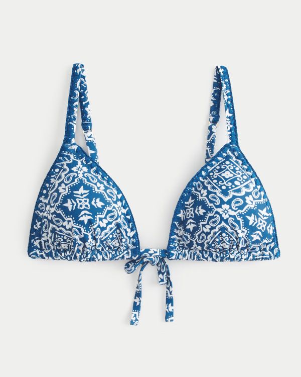 Women's Embroidered Stitch Triangle Bikini Top | Women's Swimwear | HollisterCo.com | Hollister (US)