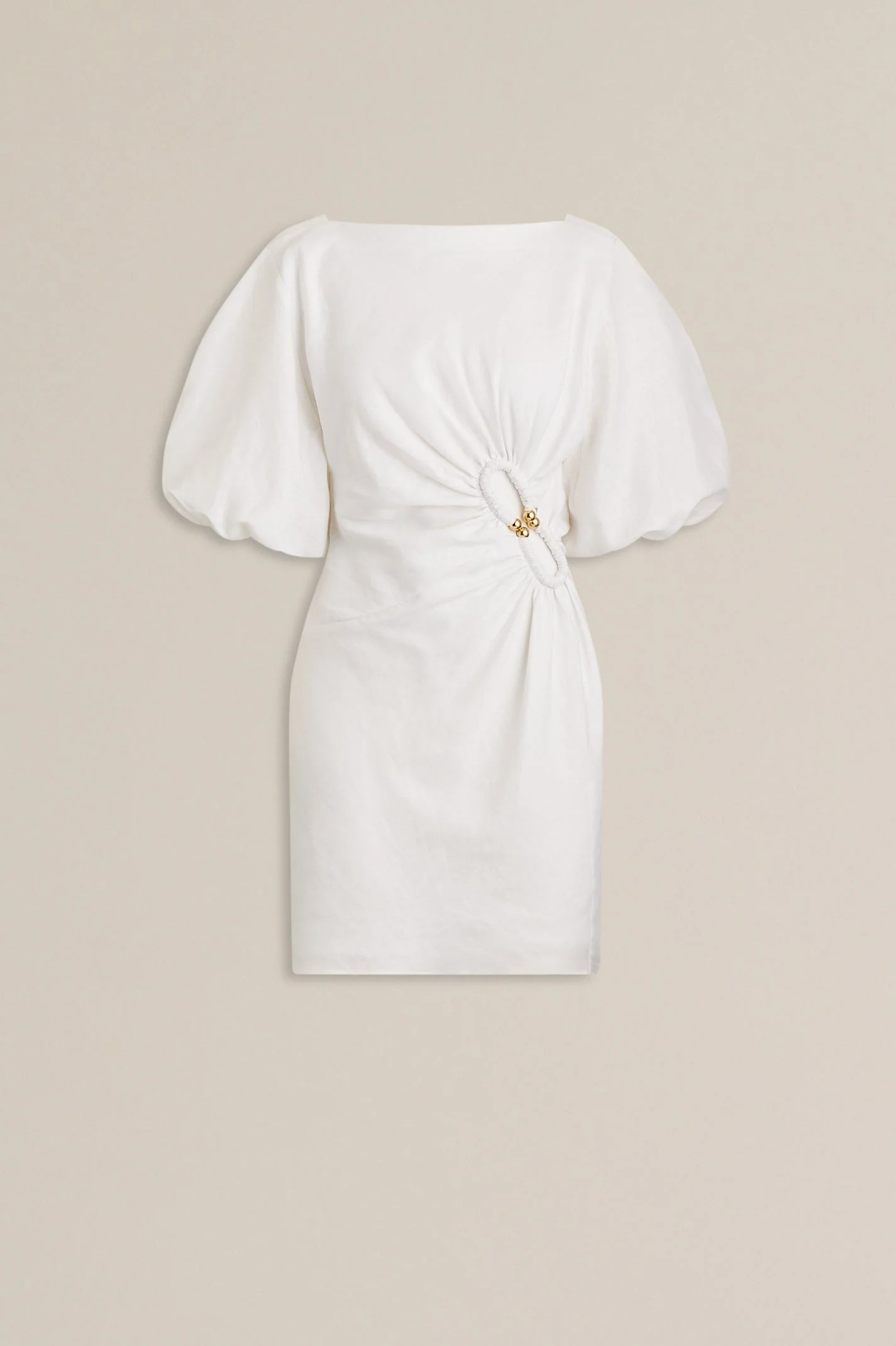 LINEN TURBAN MINI DRESS - WHITE - Scanlan Theodore | Scanlan Theodore US
