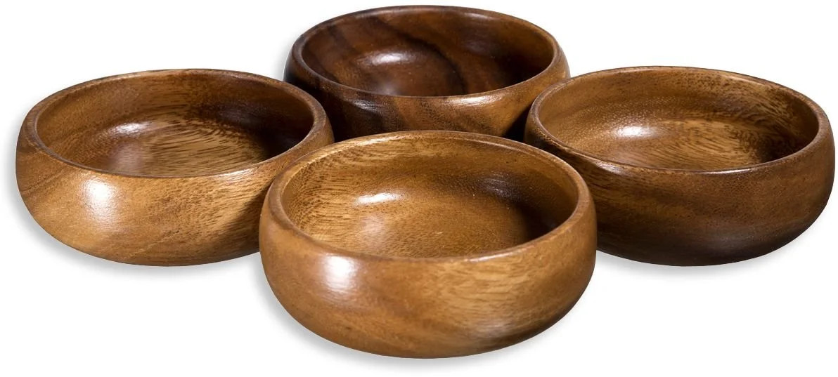 Acacia Wood Hand-Carved Set of 4 Calabash Bowls 4" | Walmart (US)