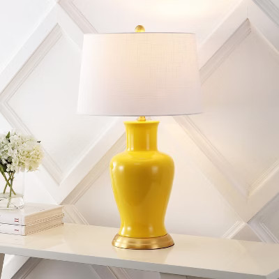 JONATHAN Y Julian 29" Traditional Classic Ceramic Urn LED Table Lamp, Yellow | Target