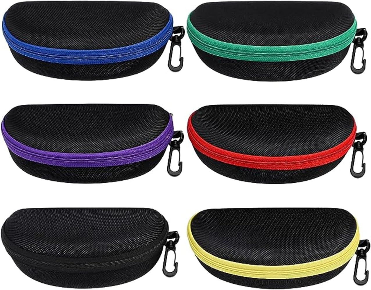6 Pack Sunglasses Case Portable Travel Zipper Eyeglasses Case With Hook | Amazon (US)
