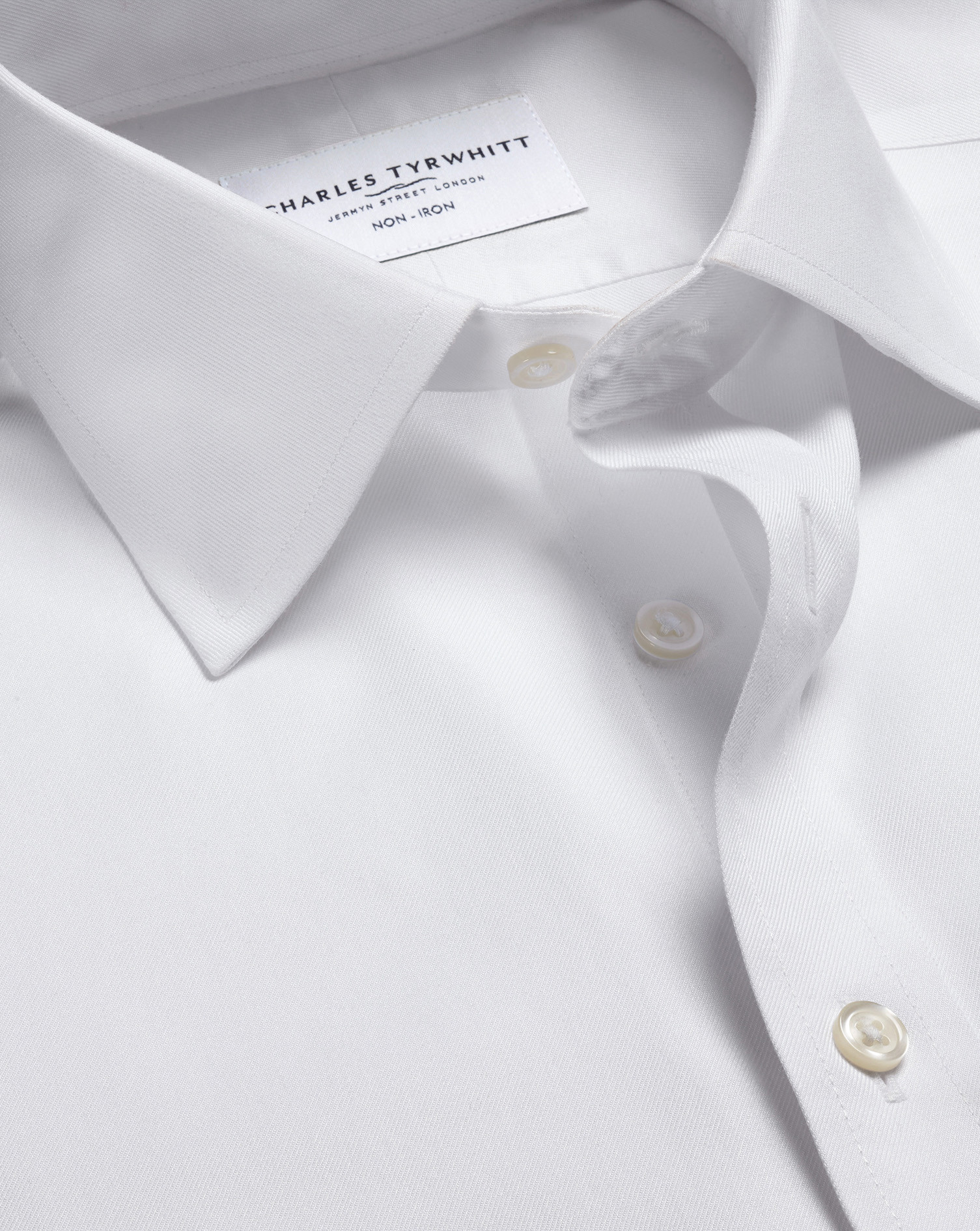 Non-Iron Twill Shirt - White | Charles Tyrwhitt