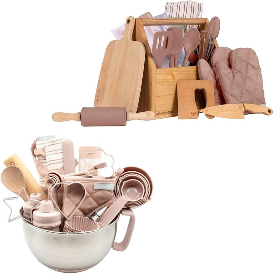 WeeSprout Cooking and Baking Kit Bundle for Kids - Child-Sized Utensils & Accessories - Includes ... | Amazon (US)