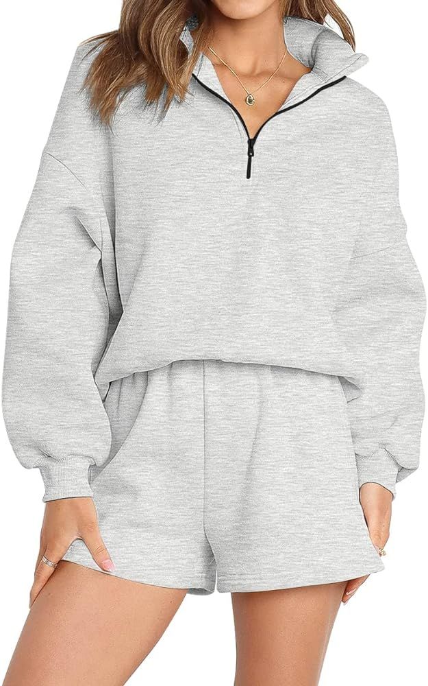 Trendy Queen Women's Oversized 2 Piece Lounge Sets Fall Outfits 2022 Fashion Long Sleeve Cozy Pajama | Amazon (US)