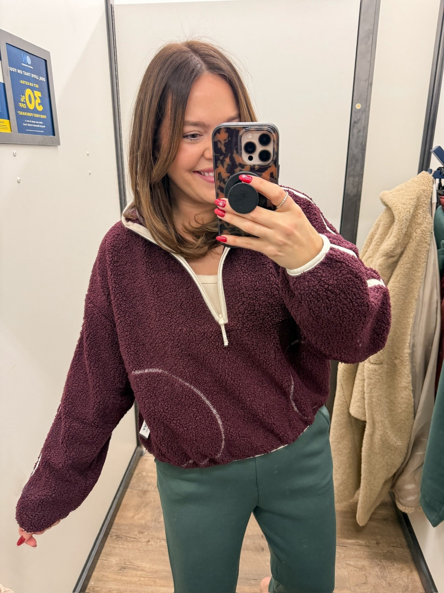 Sherpa quarter zip pullover that fits true to size 

#LTKFindsUnder50 #LTKmomlife #LTKMidsize