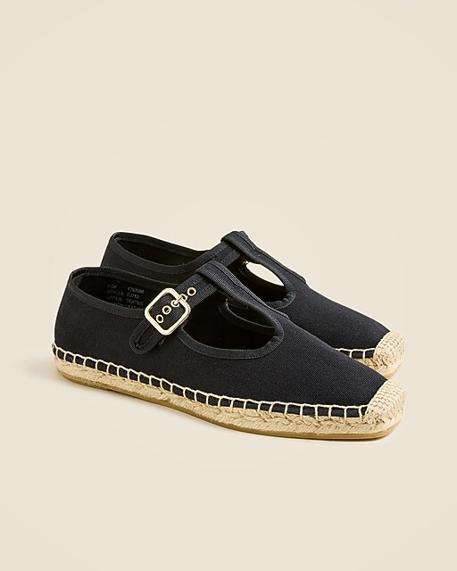 Made-in-Spain T-strap espadrille flats in canvas | J. Crew US