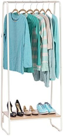 IRIS USA PI-B1 Metal Garment Rack with Shelf, Wood, White | Amazon (US)