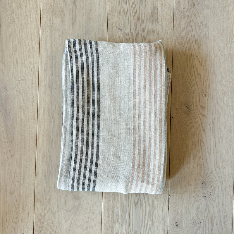 Earthy Stripe Double Gauze Table Cloth | Purple Rose Home