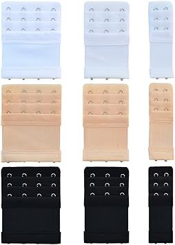 Bantoye 9pcs Bra Extender 2 Hooks/3 Hooks/4 Hooks Nylon Elastic Back Bra Band Extension Strap Bla... | Amazon (US)