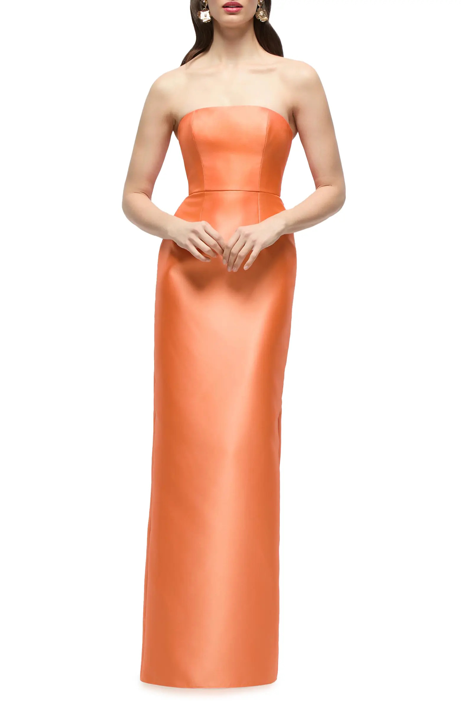 Alfred Sung Jacqueline Strapless Satin Twill Column Gown | Nordstrom | Nordstrom