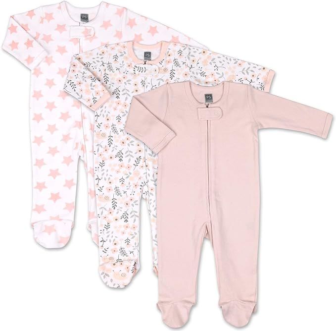 The Peanutshell Baby Sleeper Set for Baby Girls | 3 Pack in Pink Floral, Blush, & Stars | Newborn... | Amazon (US)