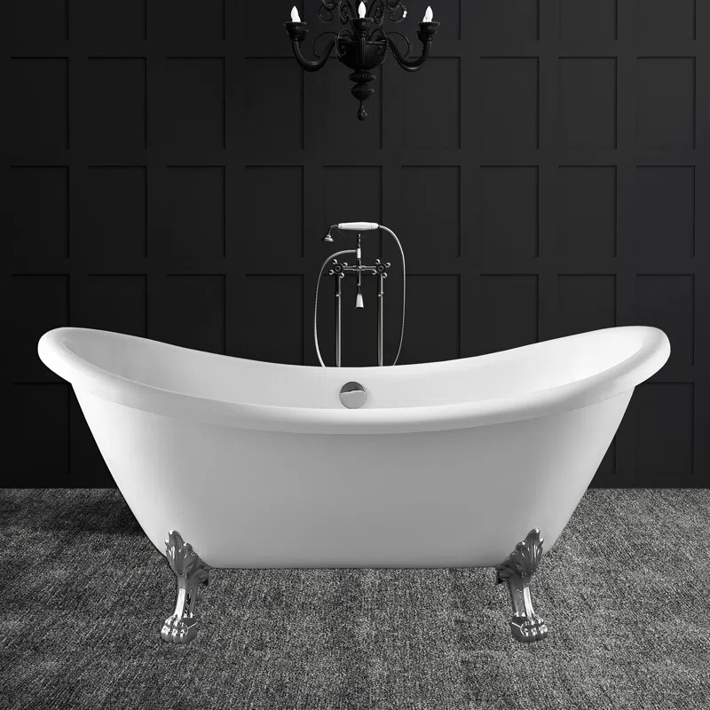 59" x 28" Clawfoot Soaking Acrylic Bathtub | Wayfair North America