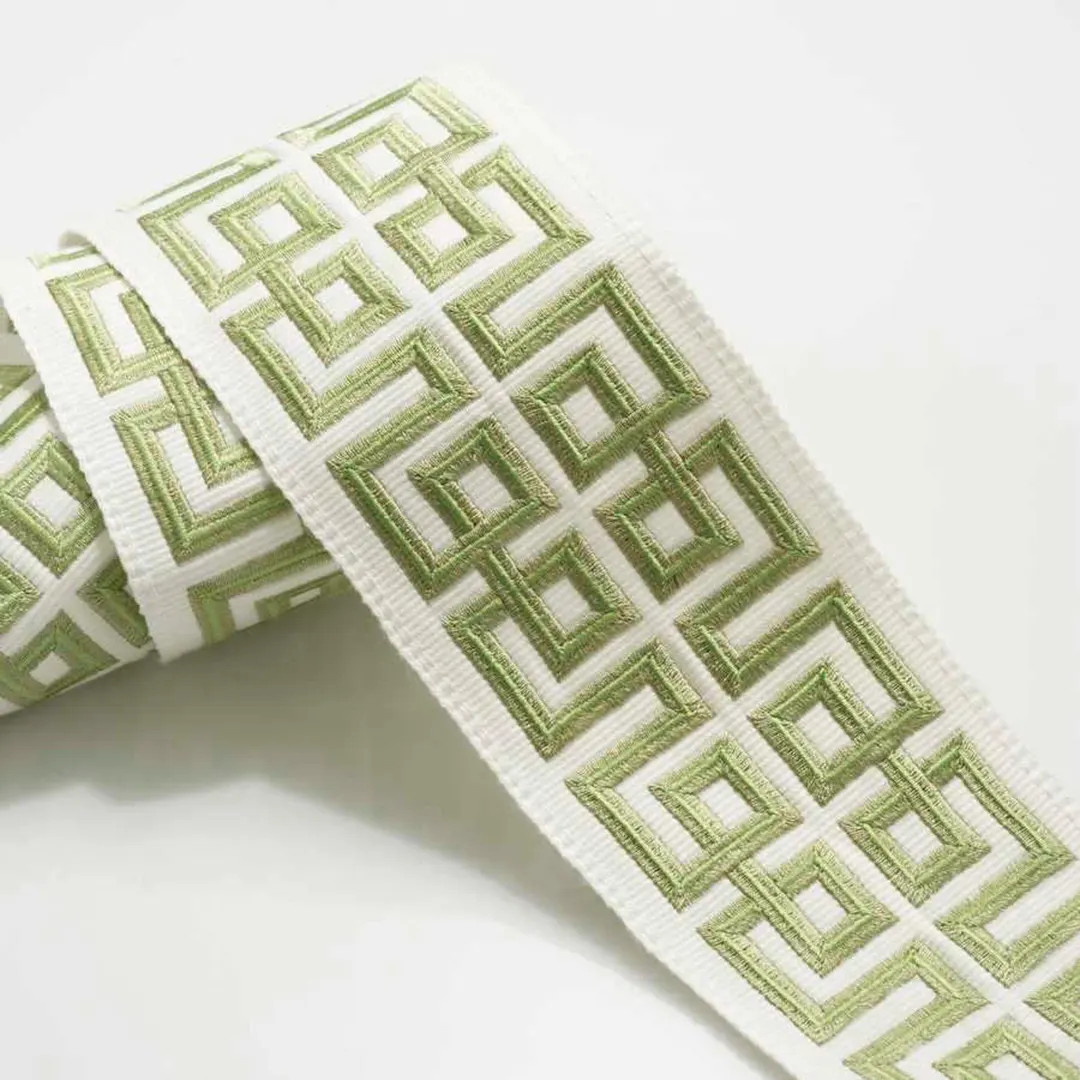 2.75" Knight's Labyrinth Lime Green Greek Key Embroidered Border Tape Trim - Etsy | Etsy (US)