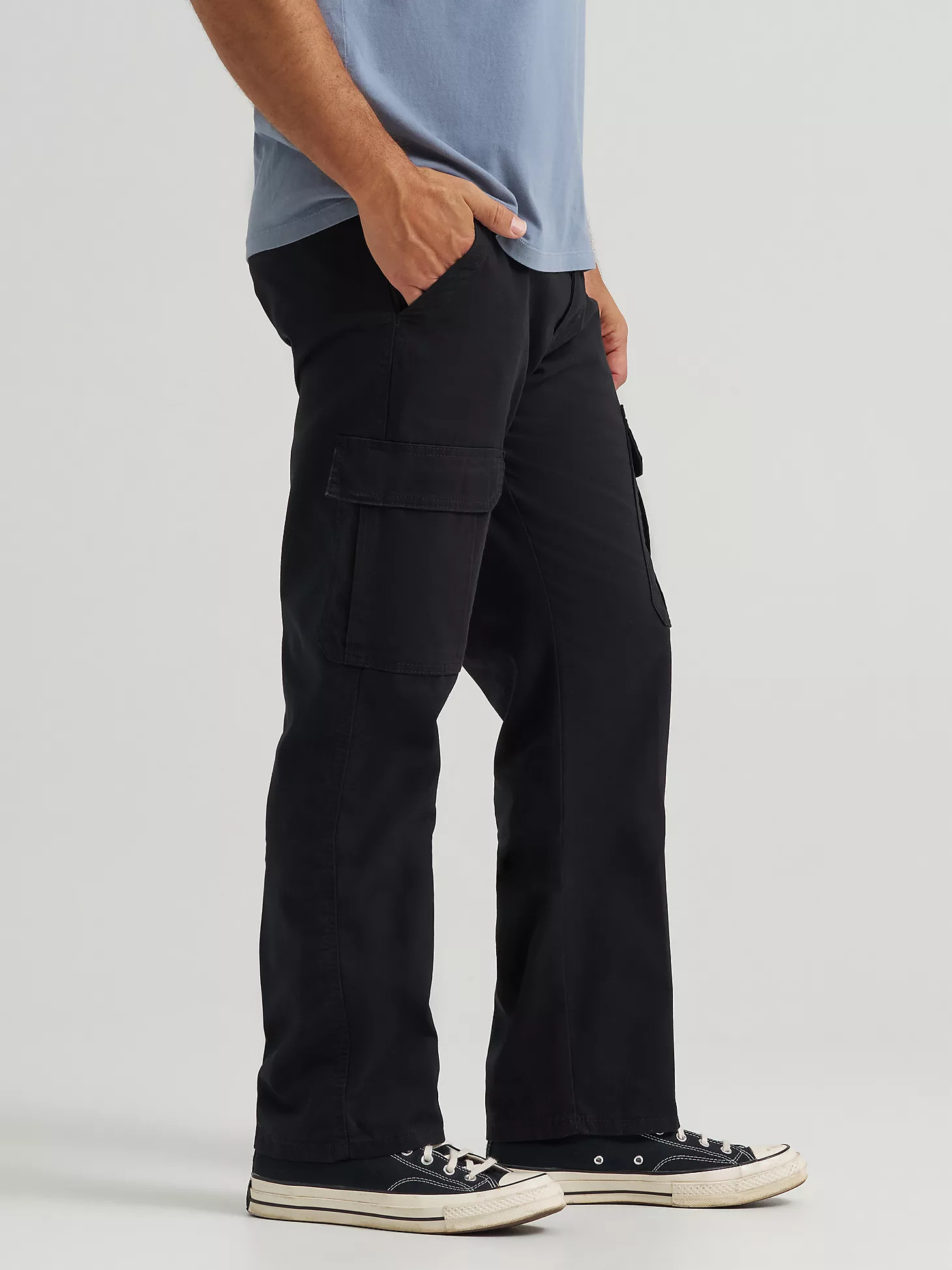 Wrangler® Men's Five Star Premium Relaxed Fit Flex Cargo Pant in Black | Wrangler