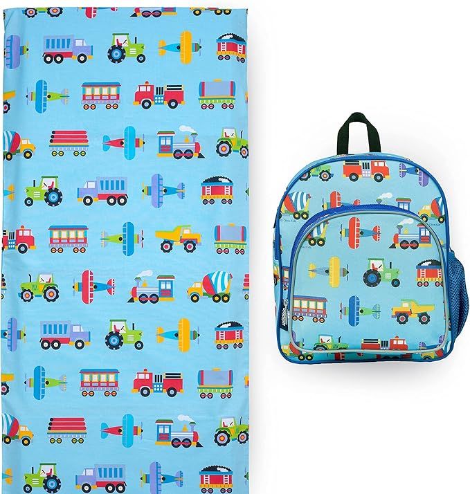 Wildkin 12 Inch Backpack Bundle with Nap Mat Cover (Trains, Planes & Trucks) | Amazon (US)