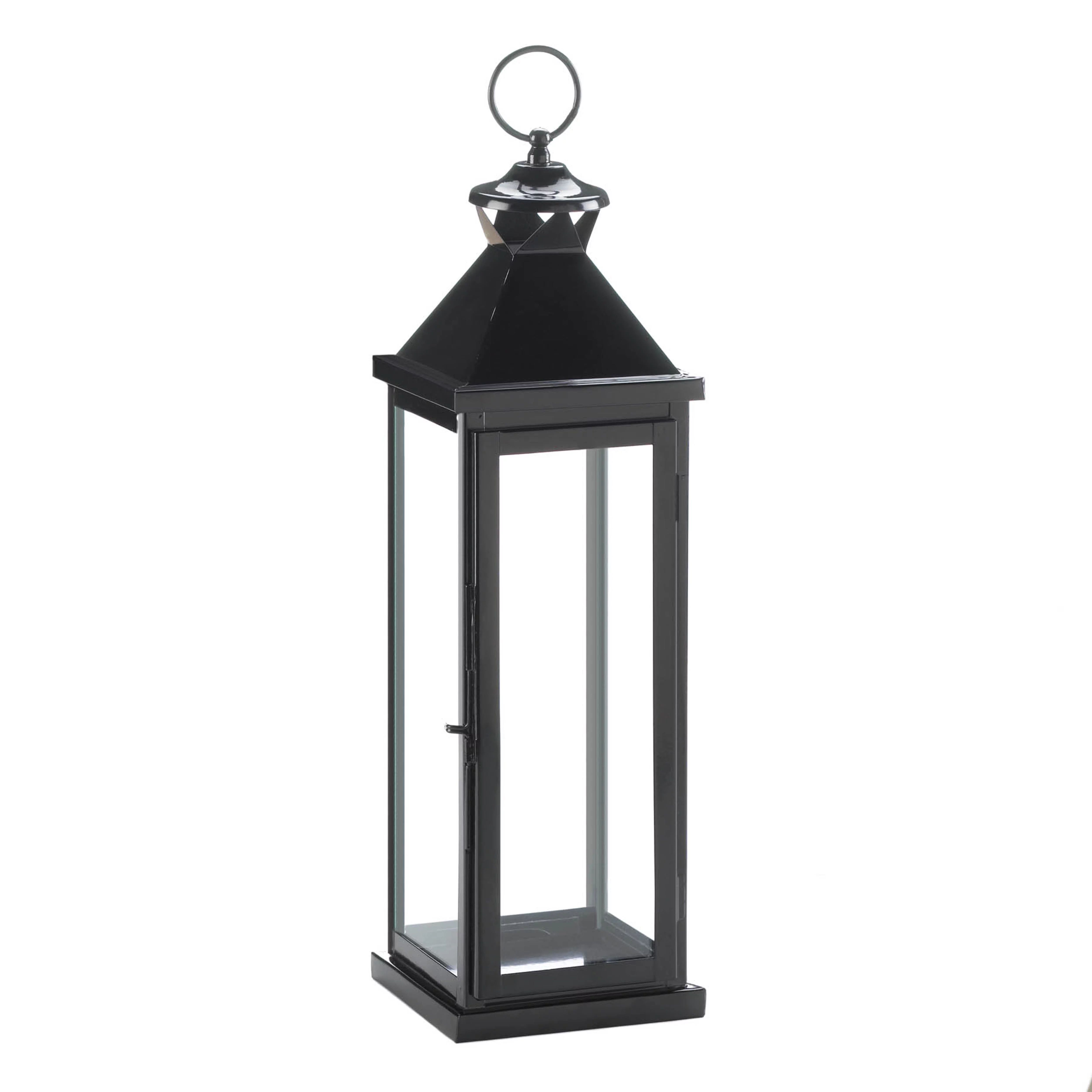 21" Black Contemporary Large Glossy Finish Lantern - Walmart.com | Walmart (US)