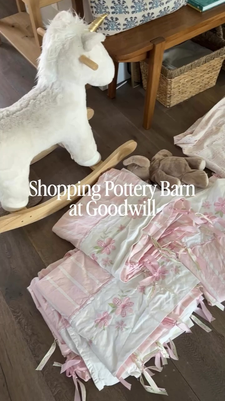 My recent Pottery Barn kids finds at Goodwill. These are from older collections which.. who cares! It looks like some of the love shack fancy collection out. 

#thriftedpotterybarn #potterybarnkods #thriftfinds