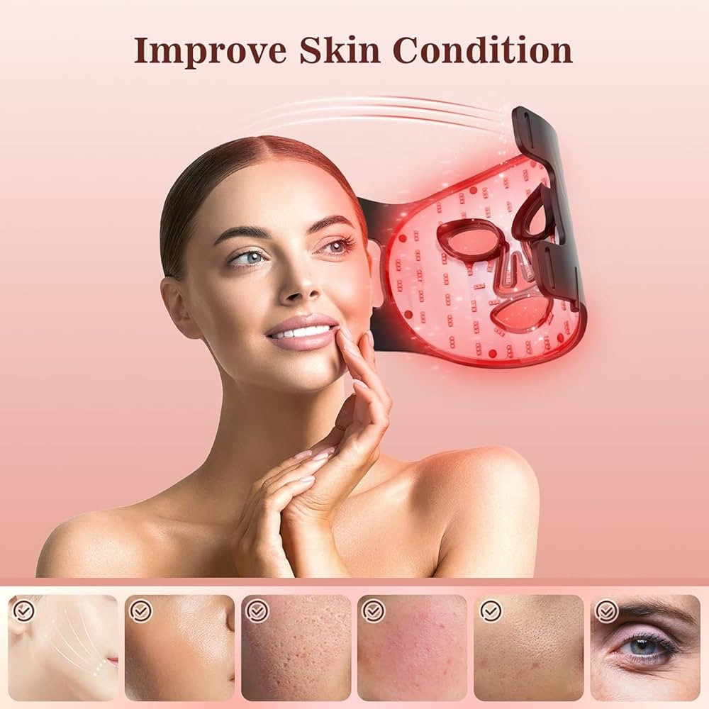Red Light Therapy for Face, 3 Modes Portable Led Face Mask Light Therapy with Remote, Near-Infrar... | Amazon (US)