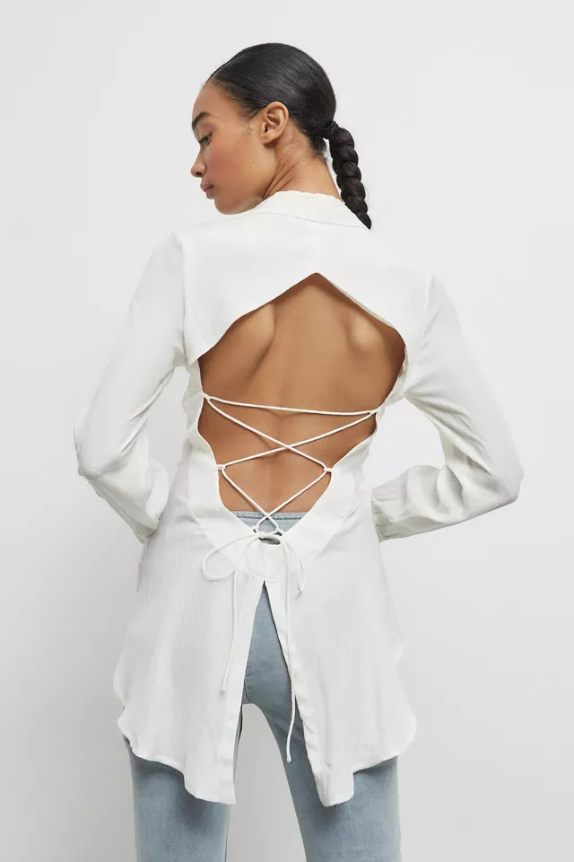 UO Lana Open-Back Button-Down Top | Urban Outfitters (US and RoW)