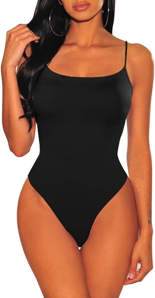 LAGSHIAN Women's Sexy Summer Bodycon Sleeveless Tank Top One Piece Leotard Bodysuit | Amazon (US)