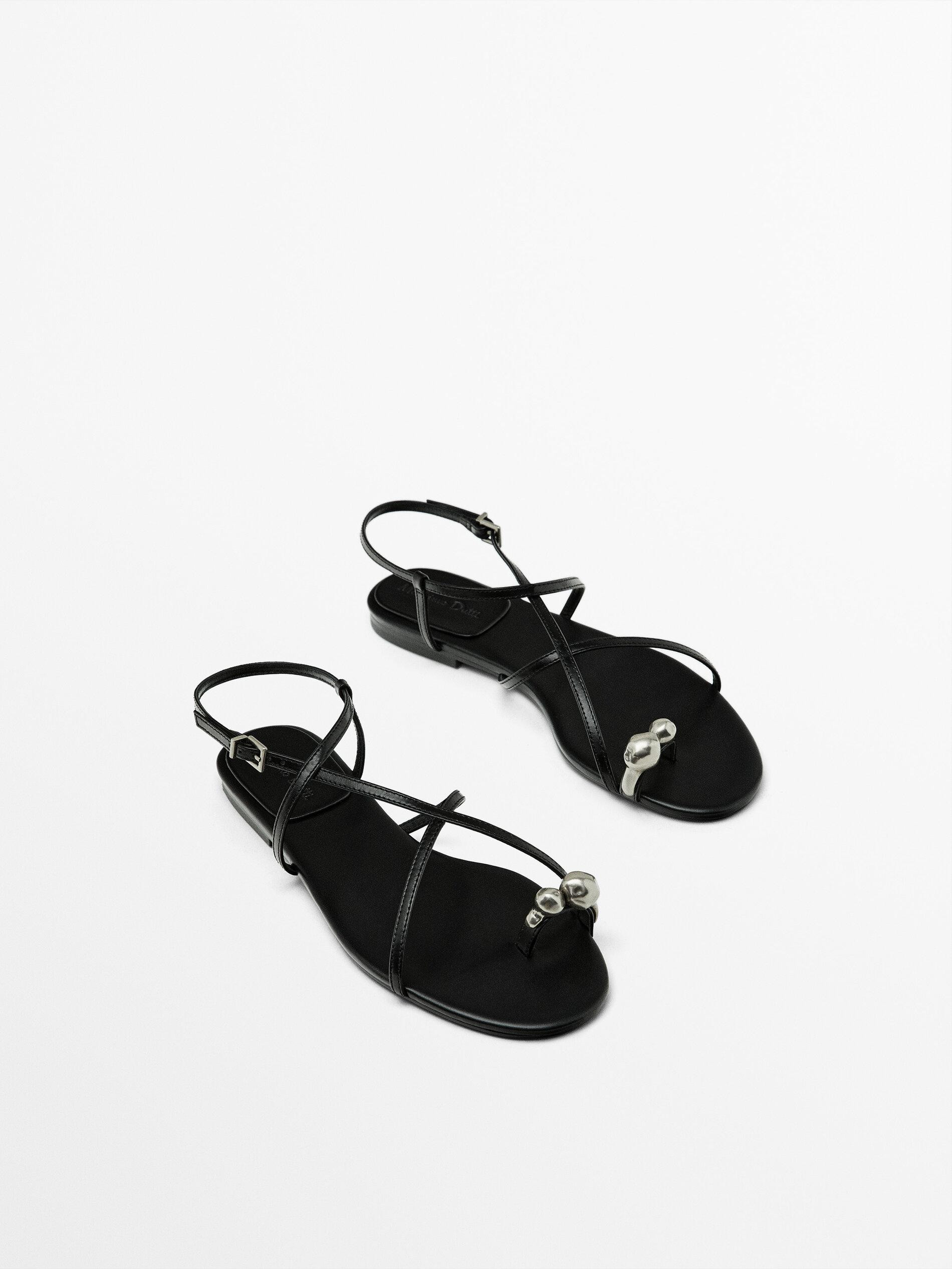 Metal piece toe strap sandals | Massimo Dutti UK