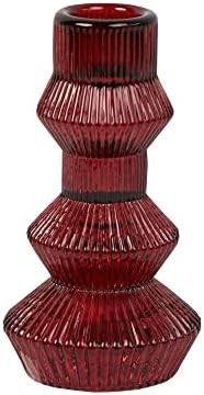 Talking Tables Burgundy Red Glass Candlestick Holder | Ribbed 3 Tier Taper Candle Stand for Chris... | Amazon (US)