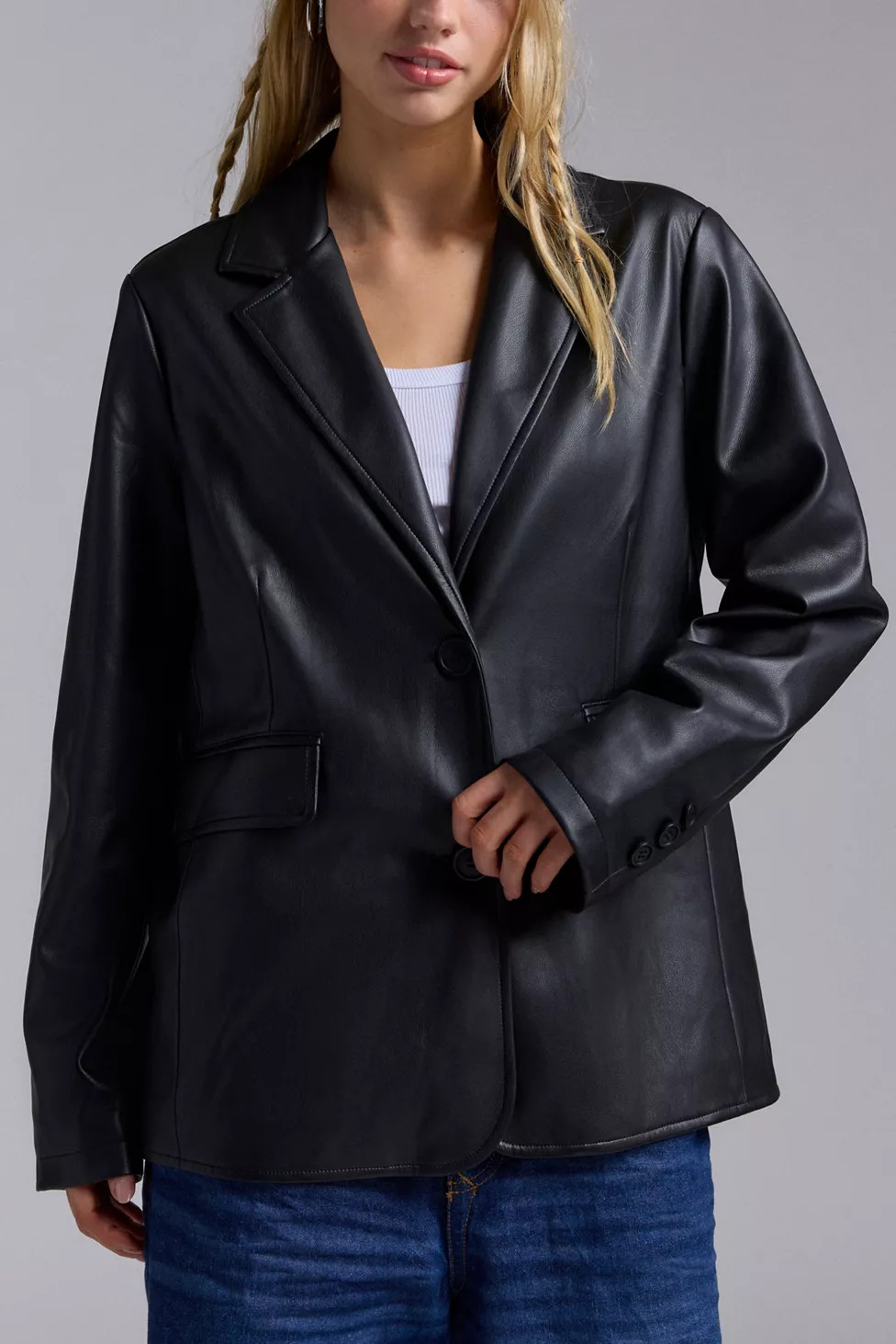 Silence + Noise Lexi Oversized Faux Leather Blazer | Urban Outfitters (US and RoW)